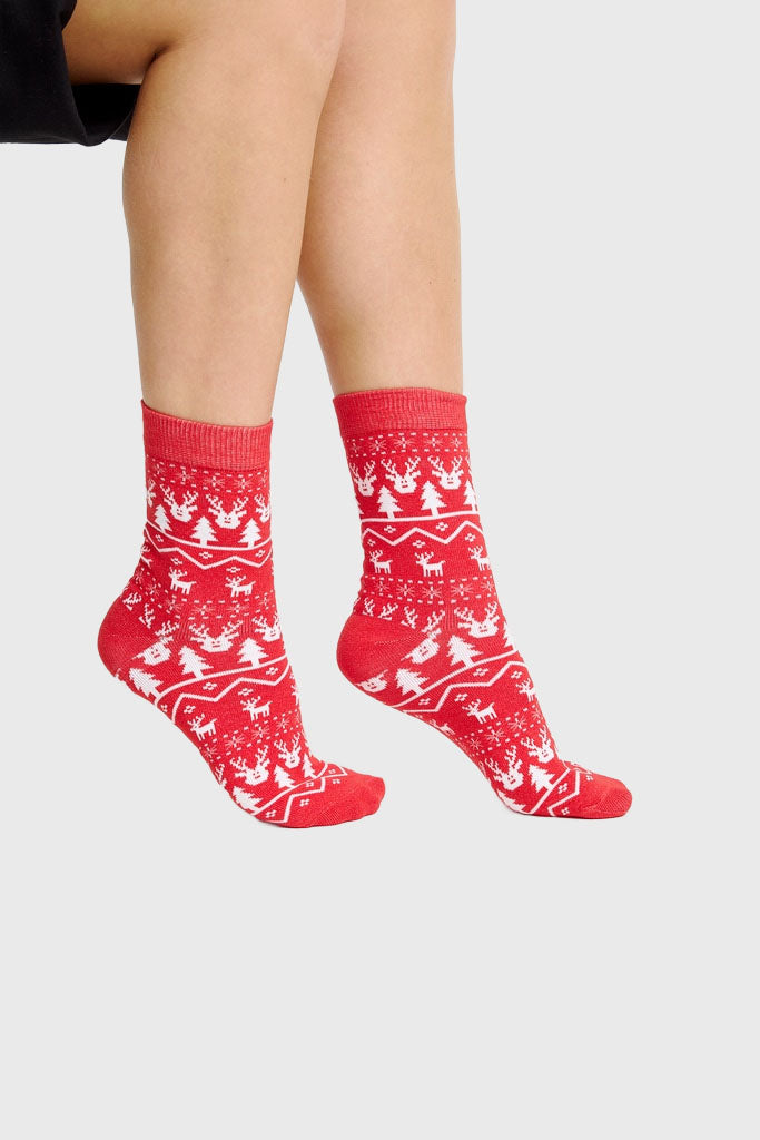 Red Reindeer Socks